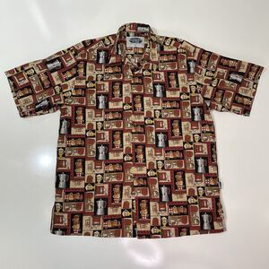 VTG Maui And Sons Men’s Shirt Coffee Shop Espresso Print Hawaiian Button 90s Lg